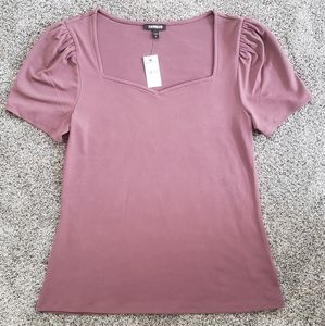 Express Purple Puff Sleeve Top